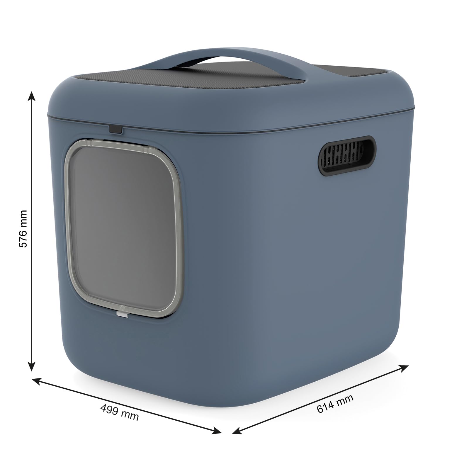 Rotho Biala XXL Katzenklo mit Deckel als Katzentoilette aus Kunststoff Blau | Cat Litter Box, großformatige XXL-Ausführung, Deckel, blaue Kunststoffausführung, fester Toilettenplatz für Katzen zuhause