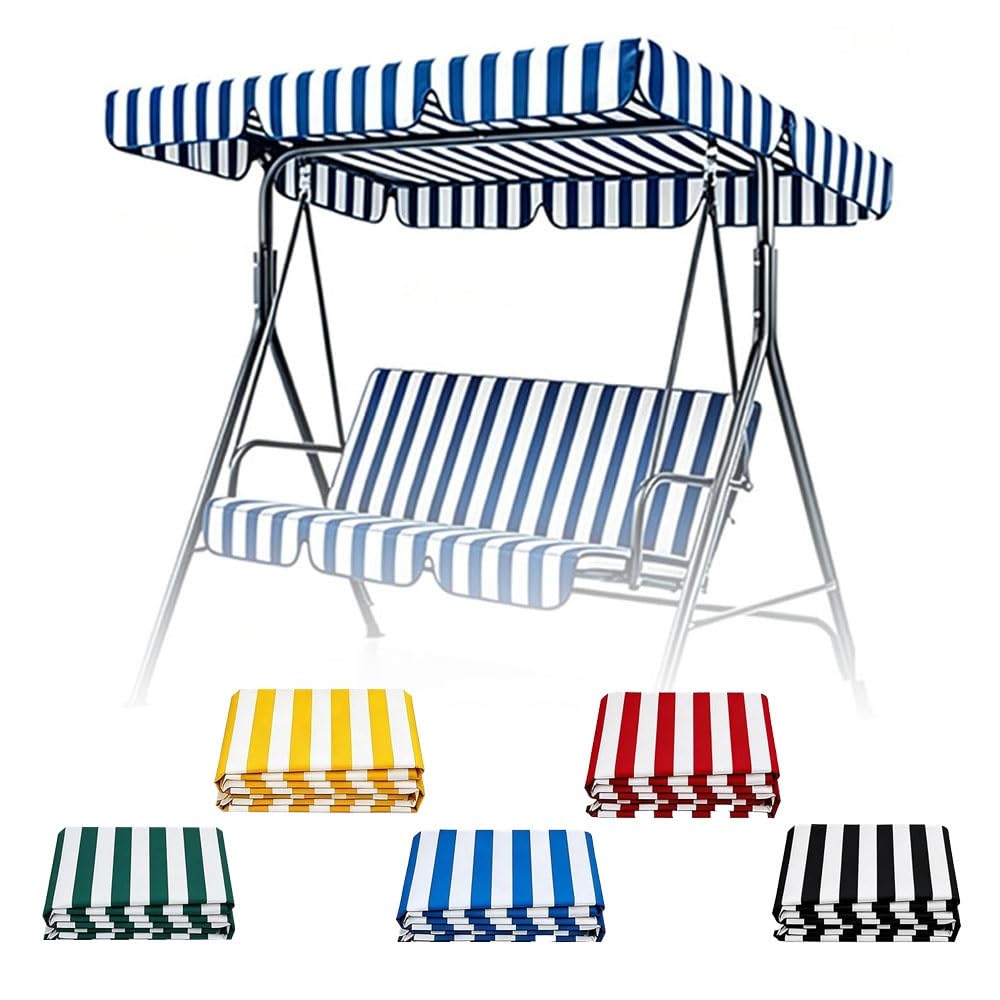 SMCMGECEUZ Garden Swing Canopy Replacement Cover Stripe Swing Replacement Canopy Top Covers, Outdoor Patio Porch Swing Top Covers 56 65 75 77 83 98in(Blue,160x110cm(63x43in))