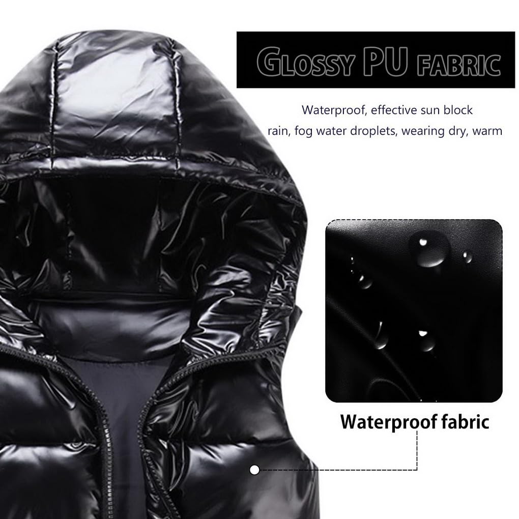 Piumino smanicato trapuntato bambini bambina con cappuccio, senza maniche, uomo gilet invernale effetto lucido giubbotto da donna giacca casual gilet cappotto con cappuccio