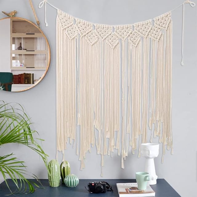 Moylor Macrame Woven Wall Hanging Pure Handmade Bohemian Wall Pediments Art for Home Apartment Dorm Baby Nursery Wedding Decoration 32 X 36 Inches