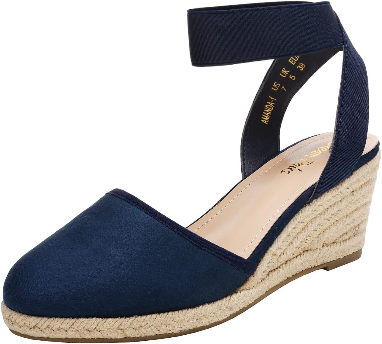 Women's Elastic Ankle Strap Espadrilles Wedge Sandals