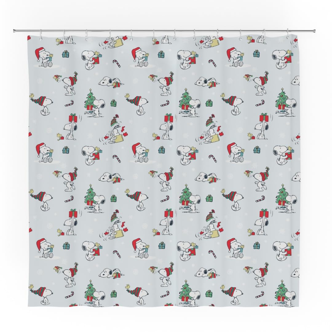 Franco Peanuts Holiday Christmas Bath Microfiber Shower Curtain, 72x72, (Officially Licensed Product) — image 1
