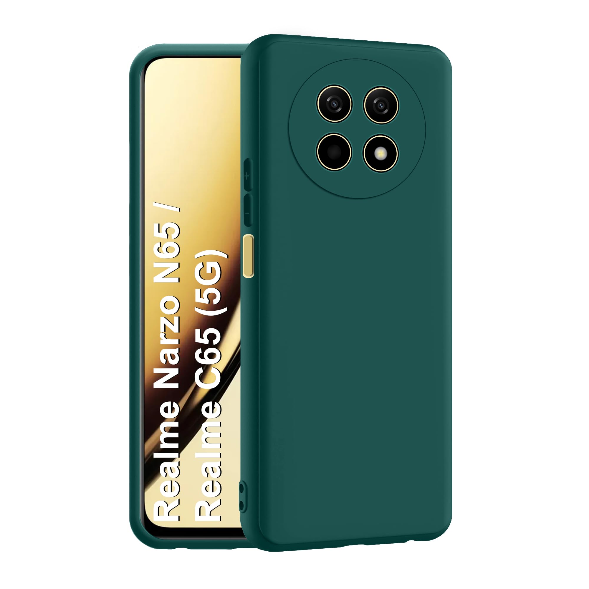 CEDO Realme Narzo N65 / Realme C65 (5G) Back Cover | Camera Bump Protection & Inner Velvet Fabric Lining | Ultra Slim Matte Soft Rubberised Case Cover (Green) (B0D548BXN7) Amazon Price History, Amazon Price Tracker