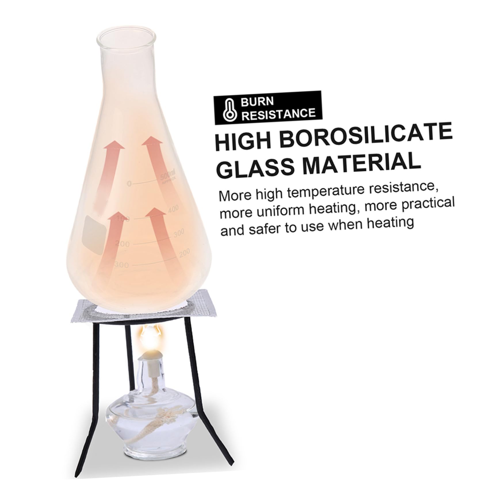 MAGICLULU Erlenmeyer Capacidad Estándar Juego de 4 Matraces de Vidrio Borosilicato sin Olor Medición Precisa para Experimentos Escolares y Suministros de Laboratorio