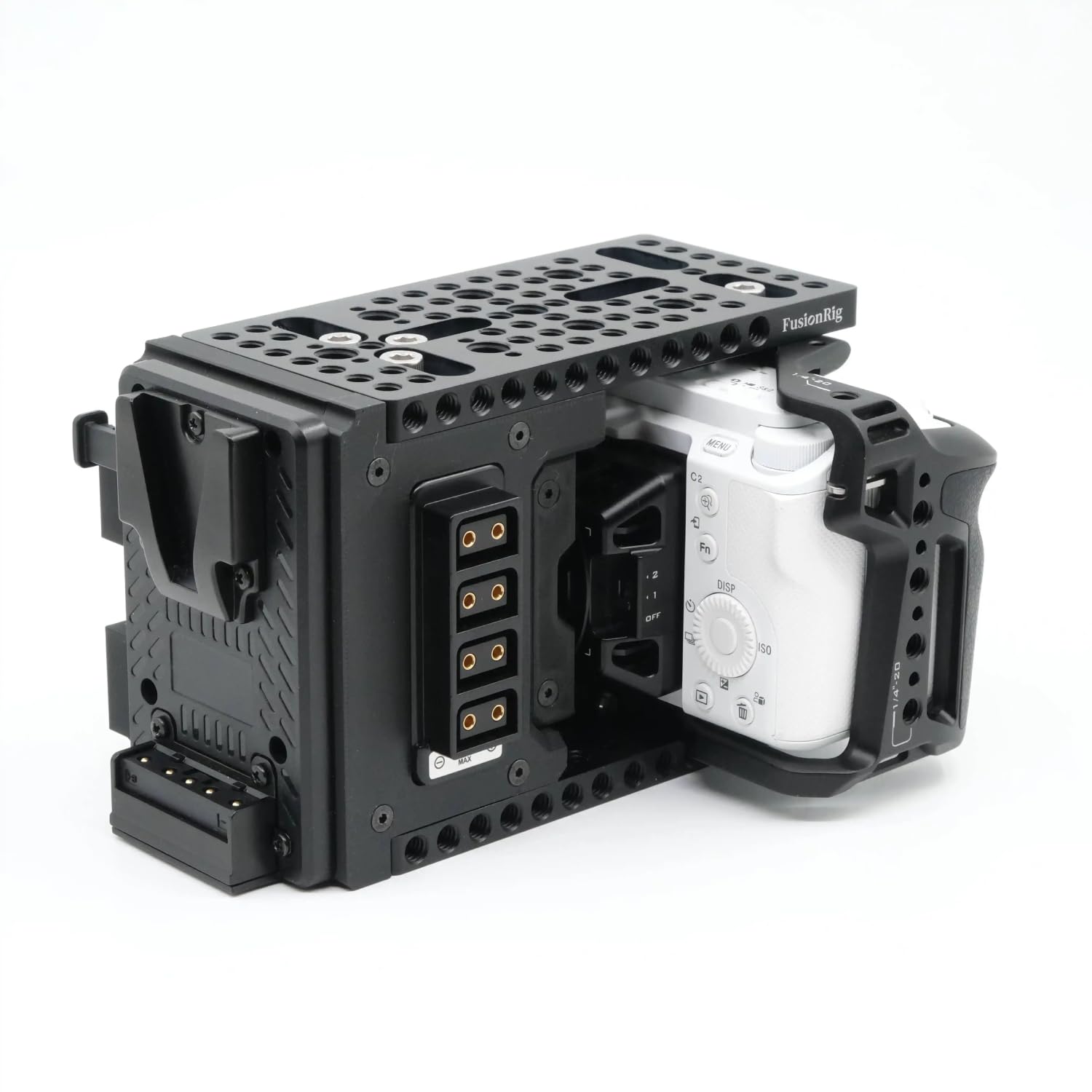 Fusion Rig Cineback-Kamerakäfig-Erweiterungsmodul V-Mount-Platte, D-Tap-Splitter, stoßfester Bildschirmspeicher für ZV-E1-Kamerakäfig(for Smal lRig 4257 Cage Size)