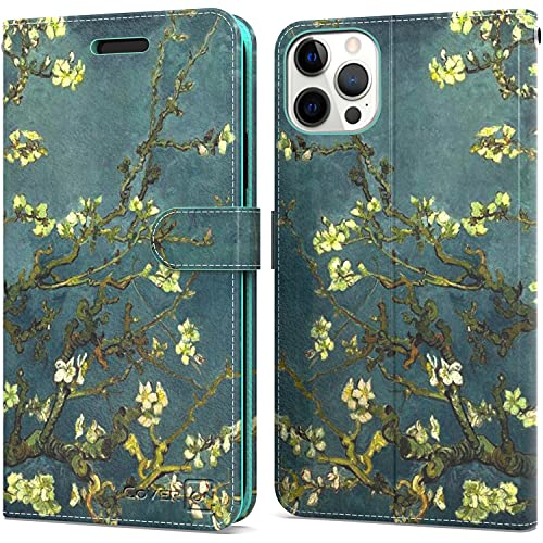 Coveron Wallet Pouch Designed For Apple Iphone 13 Pro Case, Rfid Blocking Flip Folio Stand Pu Leather Phone Cover - Almond Blossom #TOP22