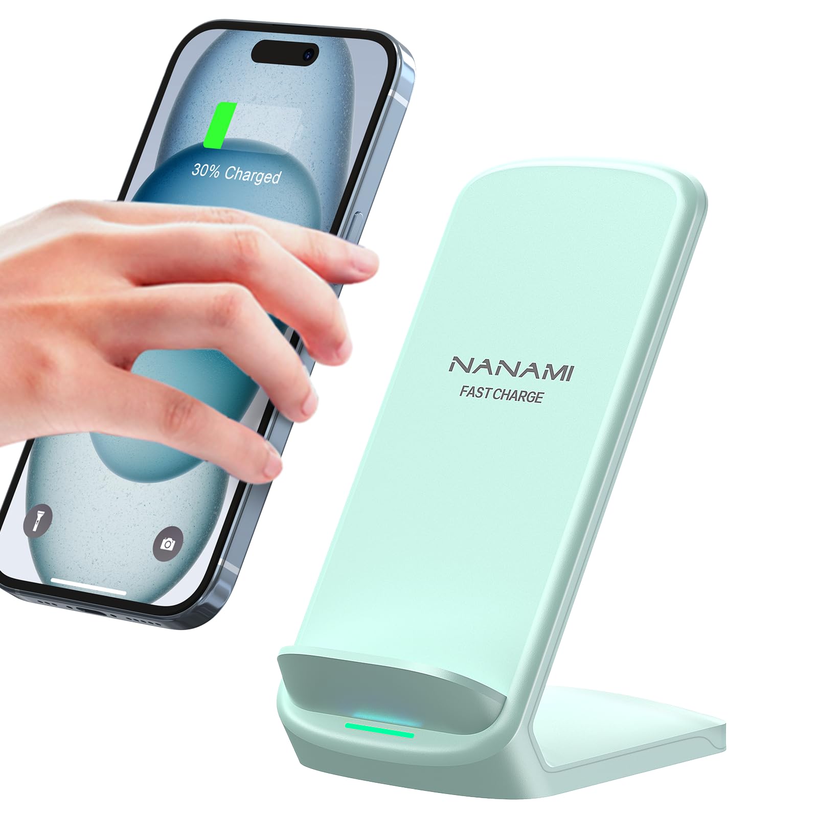 NANAMI Fast Wireless Charger, 15W Induktive Ladestation für Samsung Galaxy S26/S25/S24/S23/S22/S22+/S21/S20/S10/S9/S8/S7 Note 20, für iPhone 17/Air/16/15/14/13/12/11/X/XS/XR/8/8 Plus Google Pixel LG