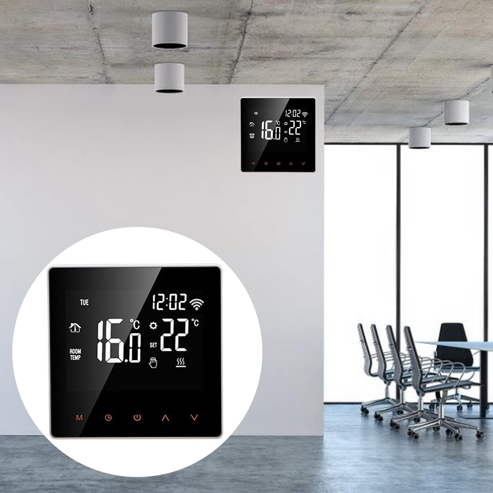 Wakects Inteligentny WiFi Termostat LCD do Ogrzewania Domu, AC230V (white
