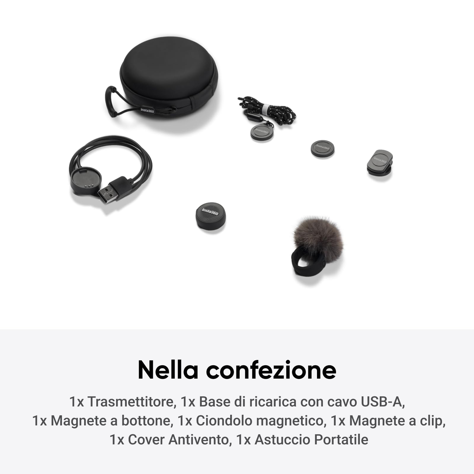 Insta360 Trasmettitore Microfono Air, 7,9 g ultraleggero, microfono wireless X5/X4/X4 Air/Ace Pro 2/GO Ultra, cancellazione del rumore, Vlog, streaming