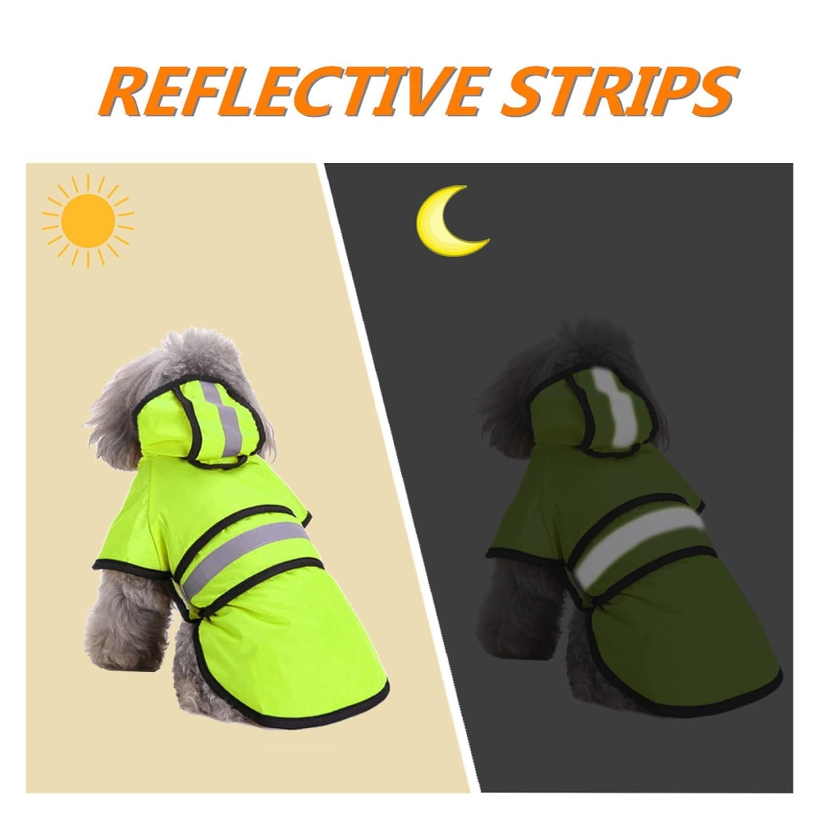 Manteau de pluie imperméable pour chien avec capuche et trou pour laisse, veste réfléchissante et réglable pour chiens de petite, moyenne et grande taille (vert, taille XXL)