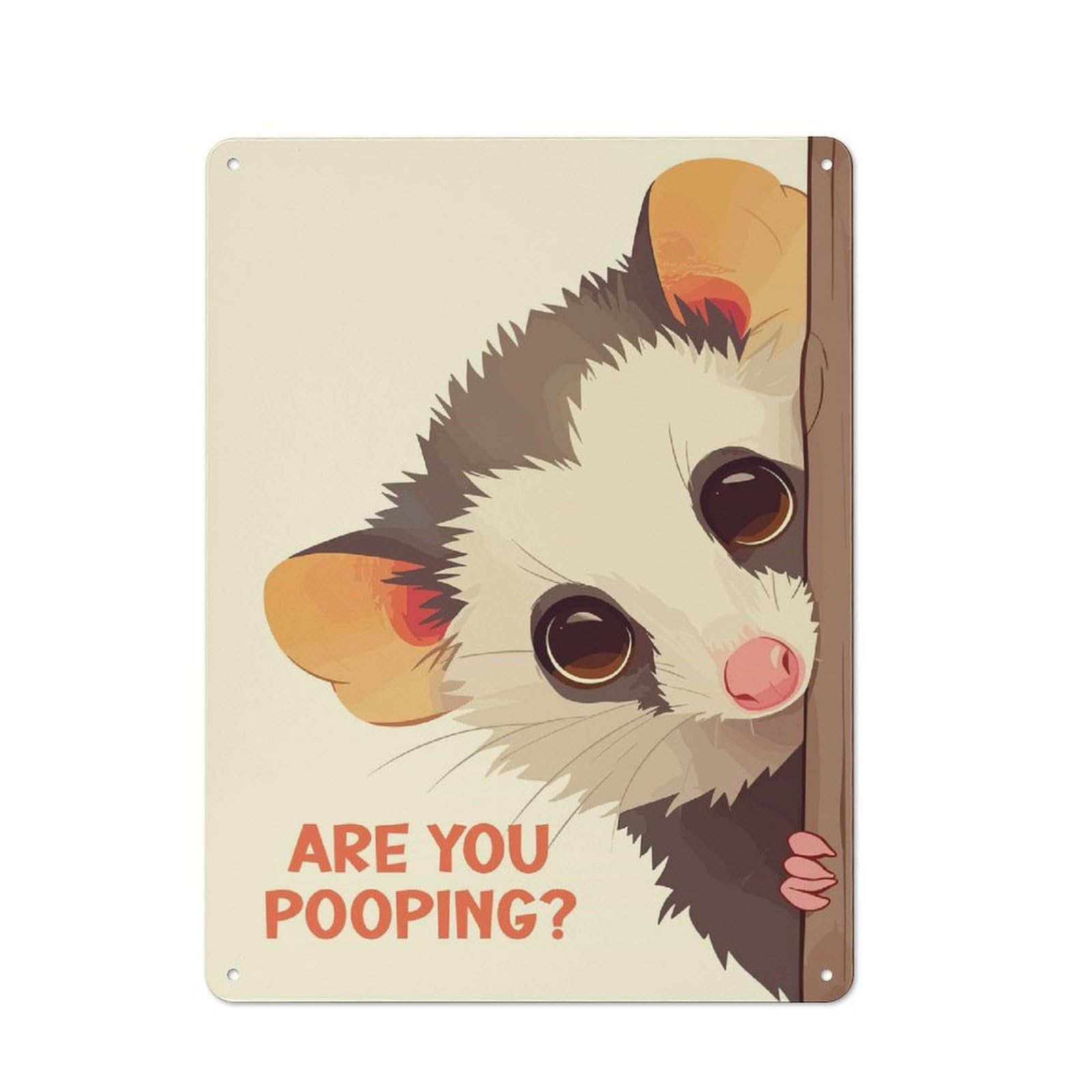 Junmoney Opossum Are You Pooping Tin Sign With Design 40X30cm, Outdoor Room Porch Wall Decor For Greenhouse, Garden Room, Cafe Or Entryway