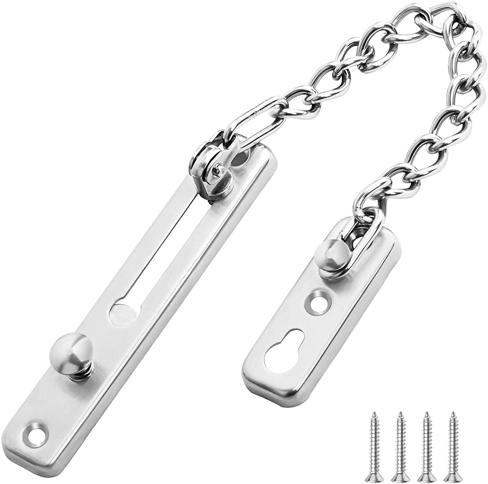 NVSFZGIYG Door Chain Lock, Safe Buckle,Latch Safety Limiter,Silver Metal Household Hotel Bolt Anti-Theft Security