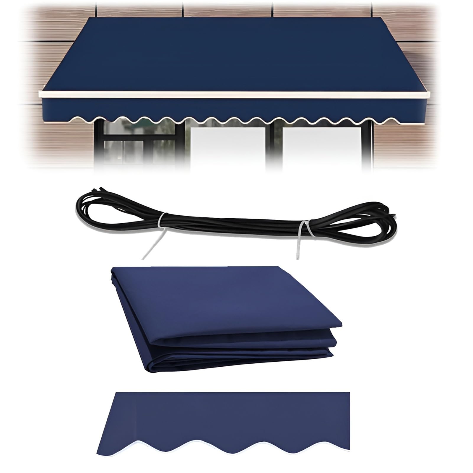 Copertura di ricambio per patio in tessuto impermeabile, resistente ai raggi UV, per giardino e balcone, in poliestere, blu (350 x 250 cm)