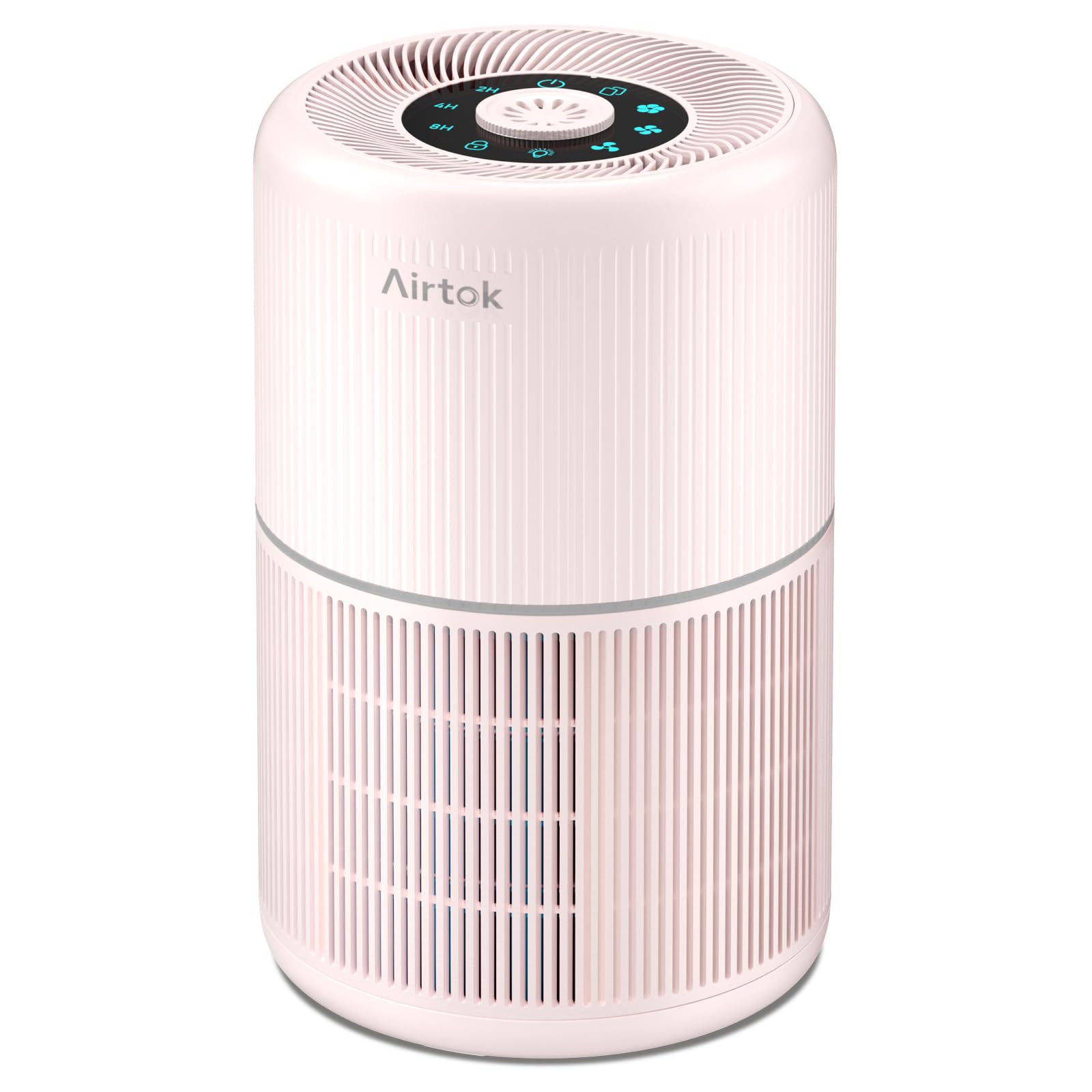 AIRTOK HEPA Air Purifier for Bedroom Home with Fragrance Sponges | 4-In-1 H13 True HEPA Air Filter for Smoke Dust Pollen Pet Dander Odors,99.97% Removal to 0.1 Microns | Ozone-Free, Night Light pink - 1-Pack - Pink