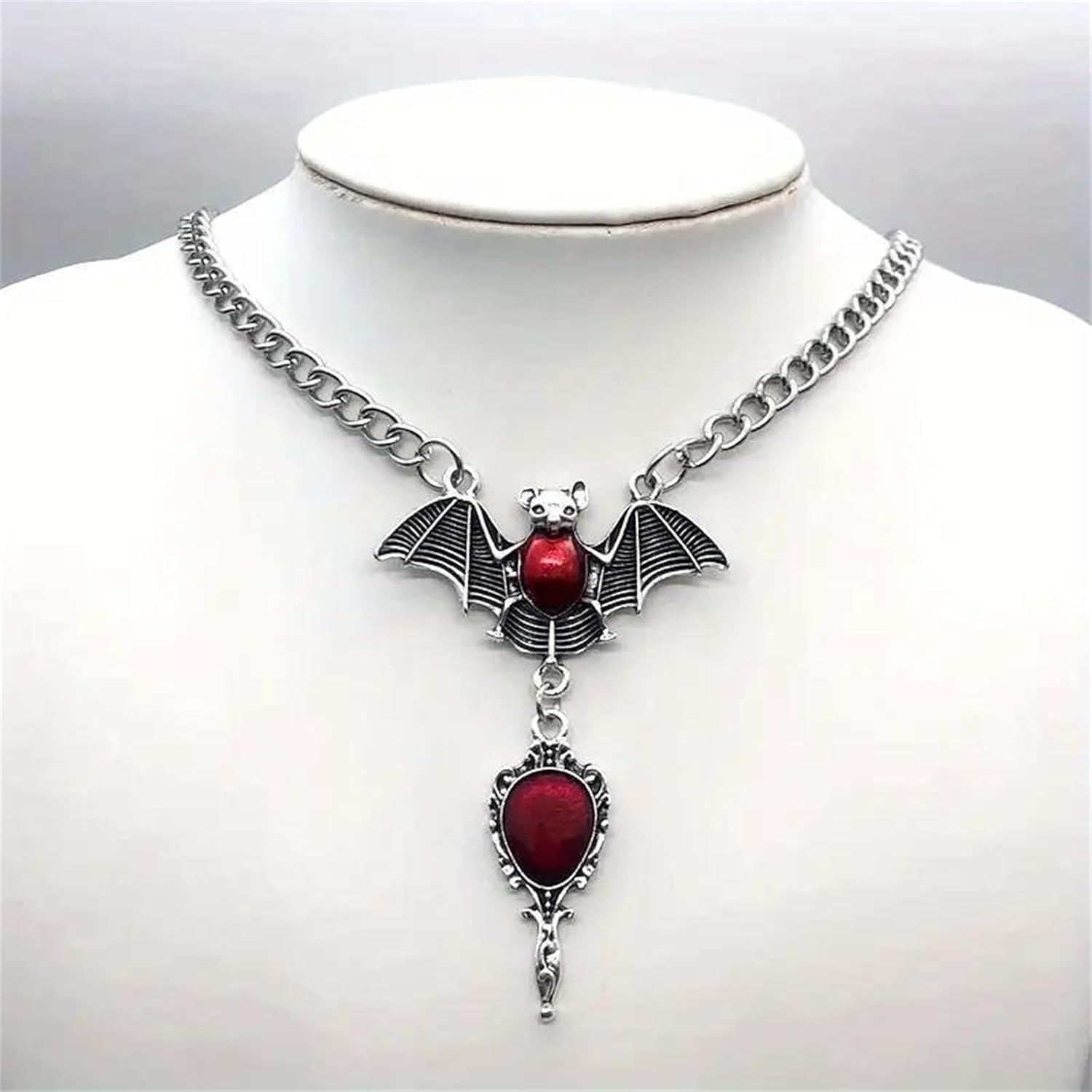 GYRMMUE Gothic Bat Necklace for Women,Vintage Red Crystal Gem Bat/Vampire/Coffin/Heart Necklace Punk Style Mysterious Necklace Halloween Jewelry - Image 2
