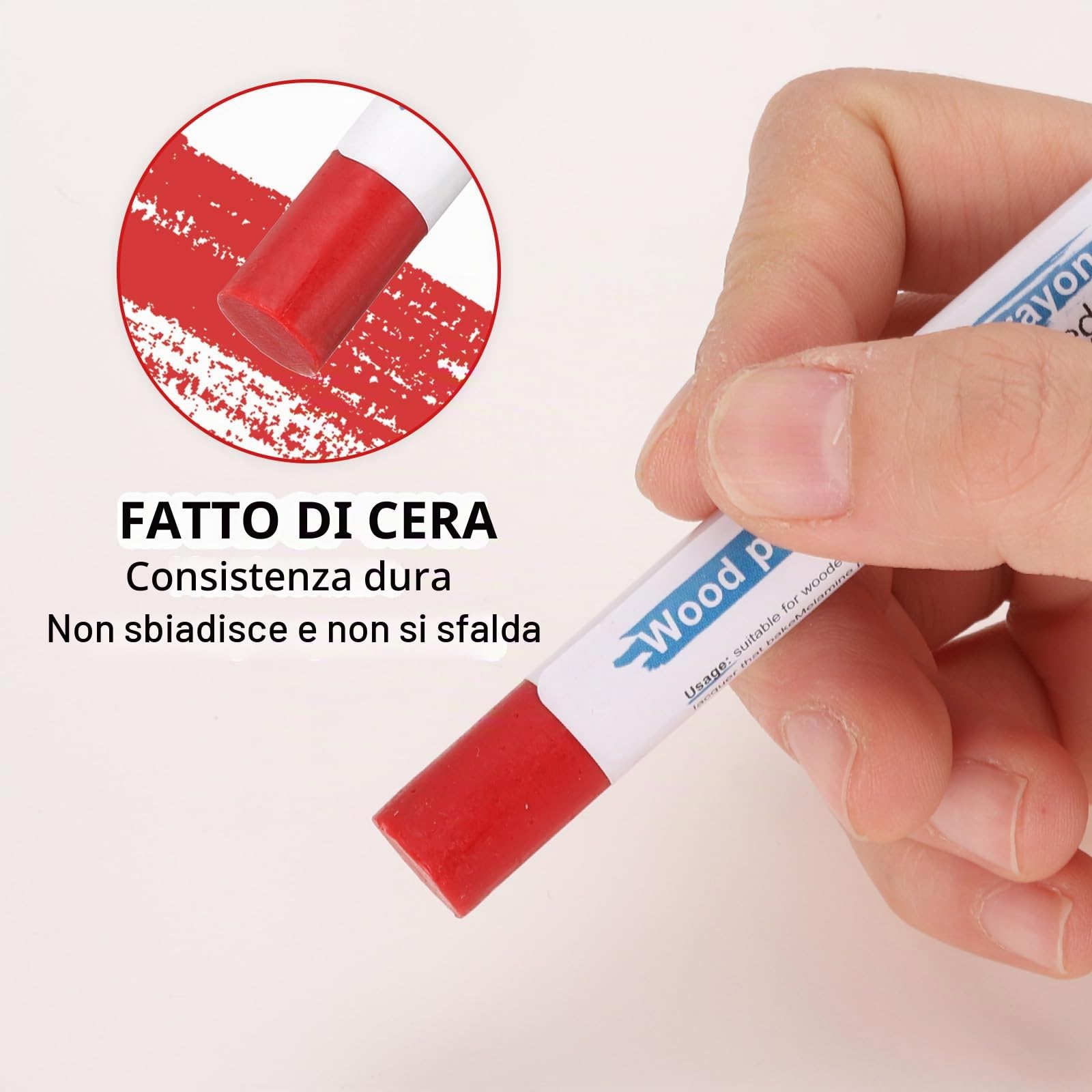 QUARKZMAN Bastoncini Riempitivi per Legno 6 Colori Cera per Legno per Riparazione Mobili Crayon per Jewel Blue, Navy Blue, Blue, Orange, Dark Red, Pink