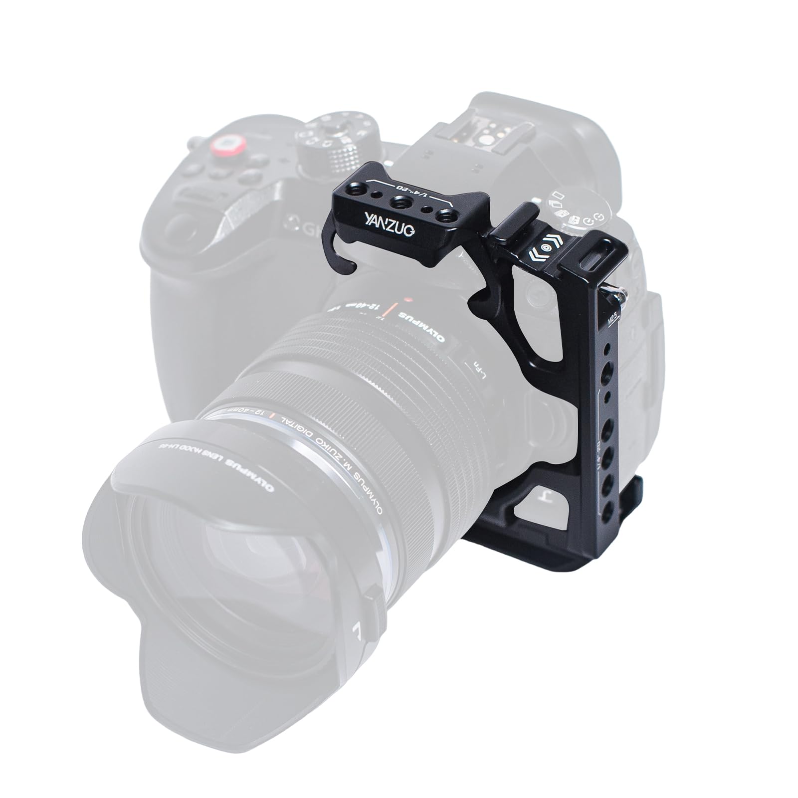 Lightweight Camera Cage for Panasonic Lumix GH5, 6061 Aluminum Alloy Protective Frame with Arca Swiss Quick Release Plate, Dual Cold Shoe Mounts, for Shooting Expansion (Black)-image-15