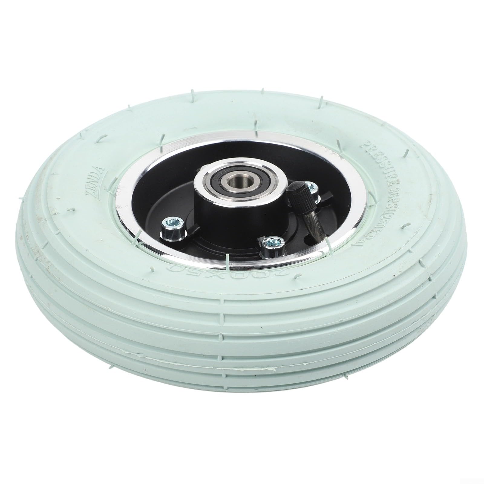 Roue avant complète de 8 pouces pour fauteuil roulant électrique, 200 x 50, pneus pneumatiques avec chambre à air et jante, roue pivotante grise avec roulement, pour axe de 8 mm/10 mm (noir 10 mm)