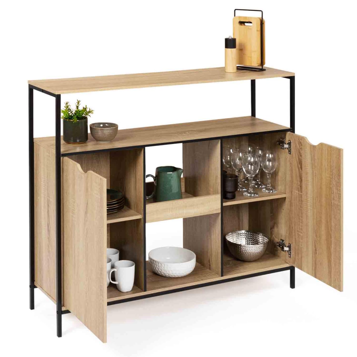 IDMarket - Mueble de bar con puertas y estantes Detroit Design Industrial