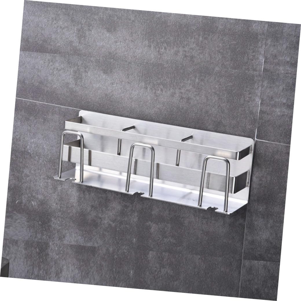 1PC Stainless Steel Toothbrush Holder for People No Punching Wall Mounted Toothpaste Rack Practical Bathroom Utensils for Home Hotel Use Elegant Silver Design