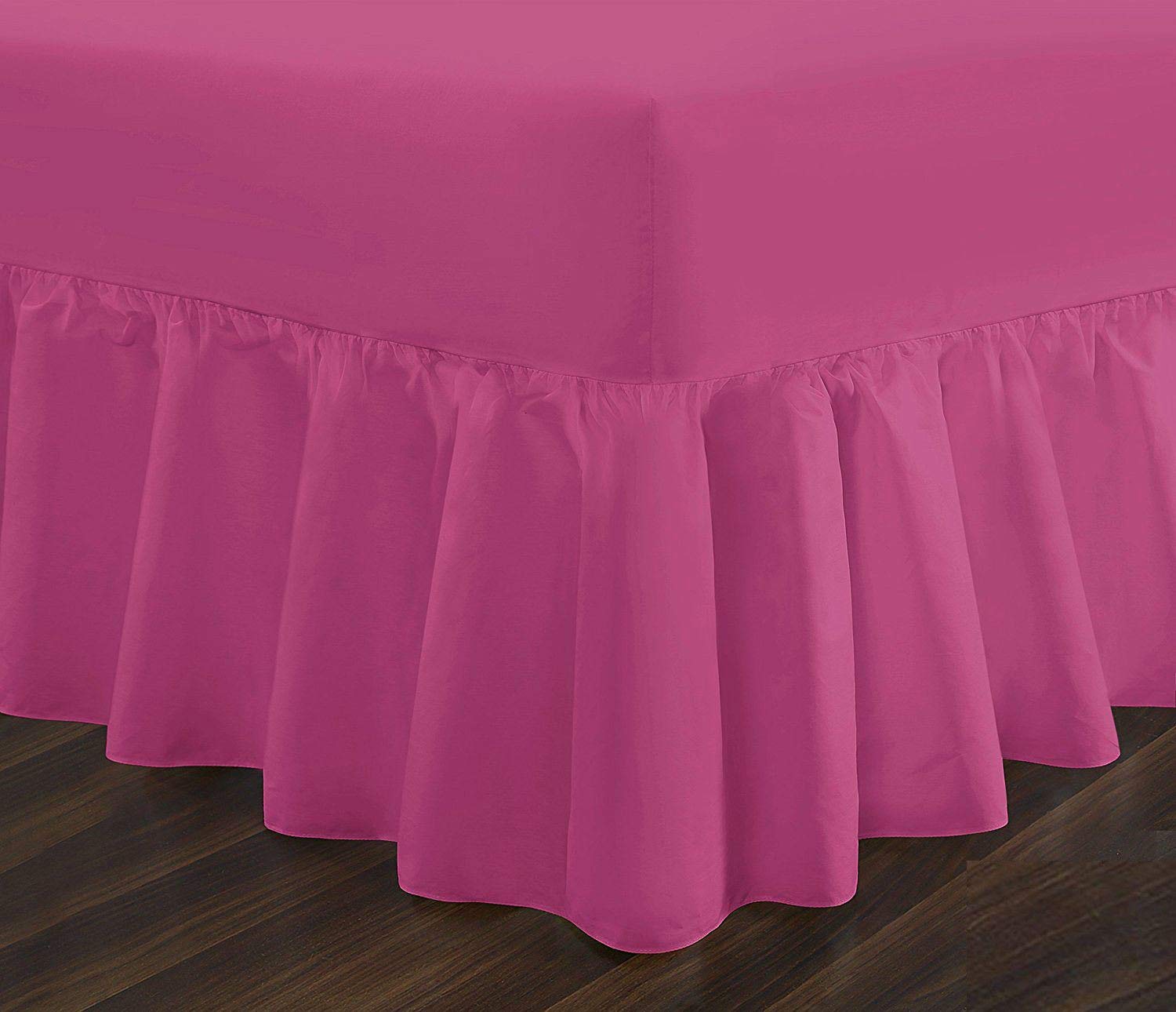 Plain Dyed Fitted Valance Bed Sheet Polycotton Percale Easy Care Bed Sheet Fuchsia Superking Only