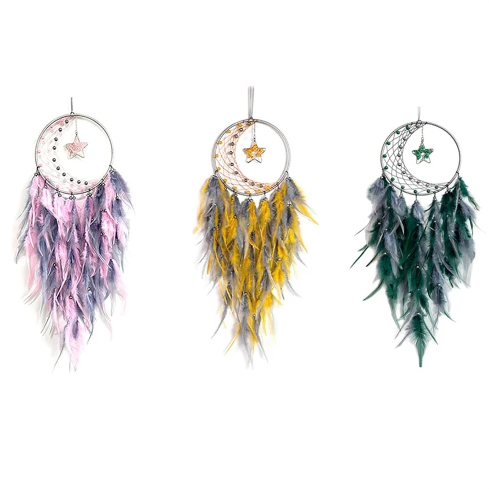 Atrapasueños Atrapasueños De Plumas For Dormitorio, con Colgante Estrella, Colgar En La Pared, Regalos Artesanales(Green)