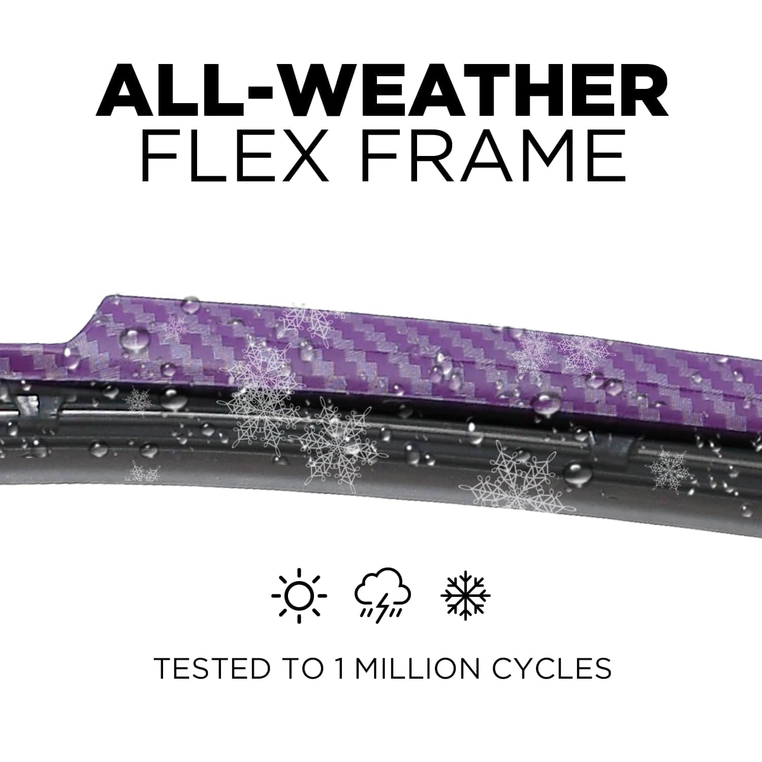 Clix Wipers - 26" Purple Carbon Fiber Automotive Replacement Wiper Blade (Pack of 1) Universal Clip On All-Weather Flex Frame Windshield Wiper