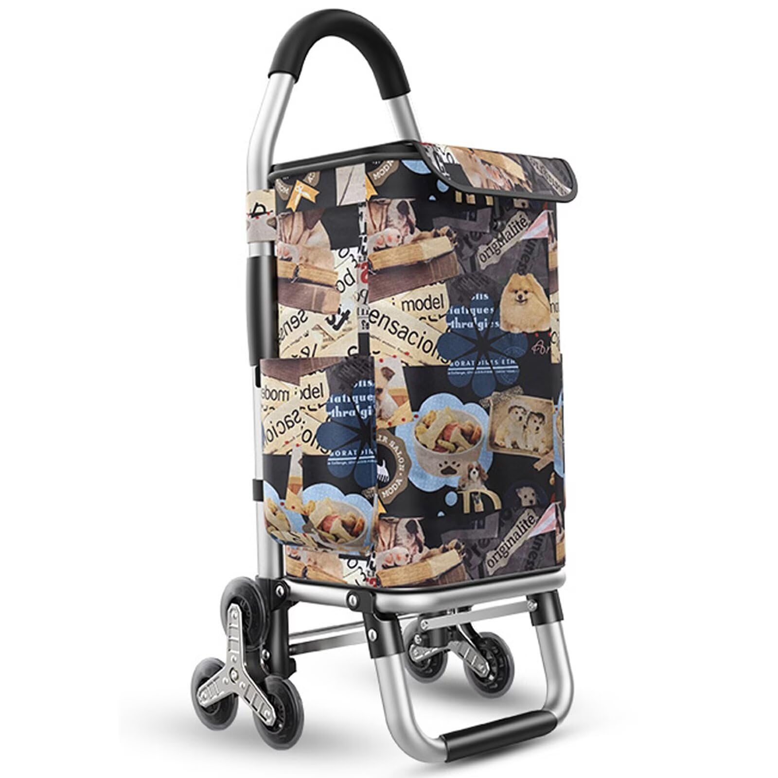 Carrello montascale pieghevole con 6 ruote grandi silenziose, leggero, impermeabile e rimovibile, ideale per salire le scale (immagine cucciolo)