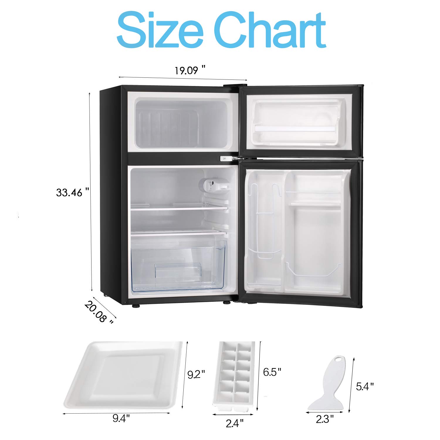 Buy Bossin 3.2 CU. FT Compact Refrigerator 2 Door MIni Fridge Chiller