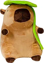 Capivaras Para Festa Feliz De Pelúcia Grande Filó Presente Antialérgico Brinquedo Ideal Igual A Foto Oferta Kawaii Capybara Realista Dia Das Crianças Baby Bebe Natal (Capivara 32cm Com Folha)
