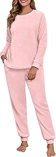 PrinStory Fluffy Pajamas for Women Soft Fleece Warm Pajama Set Fuzzy Pjs...
