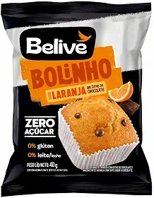 Belive Bolinho Laranja Com Gotas De Chocolate Sem Açúcar Sem Glúten Sem Leite 40G