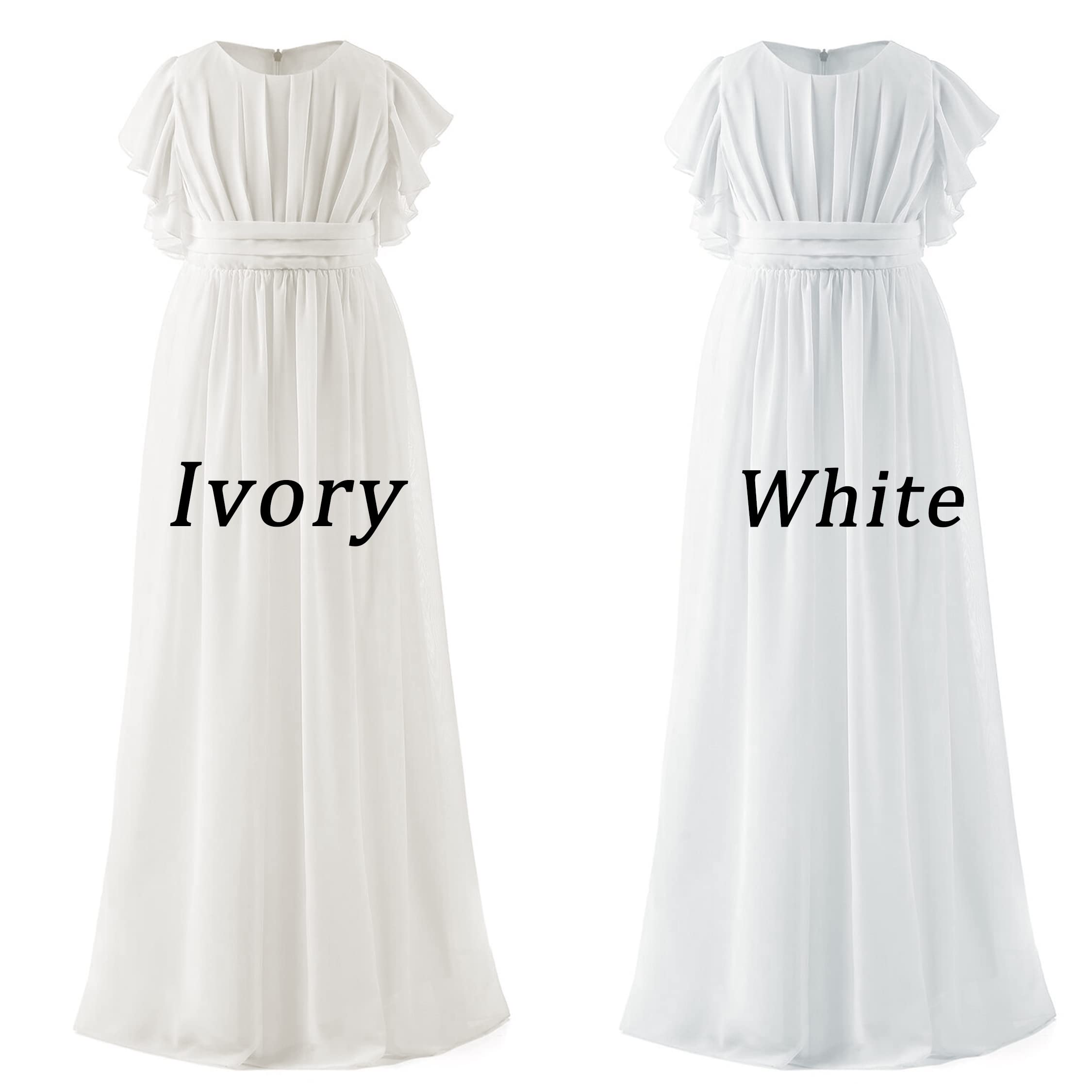 Aibaowedding Blumenmädchenkleid A-Linie Butterfly-Ärmeln & Binde-Gürtel | Boho A-Linie Chiffon Kleid mit zarten Butterfly-Ärmeln und Binde-Gürtel. Kommunion- und Blumenmädchenkleid für Mädchen