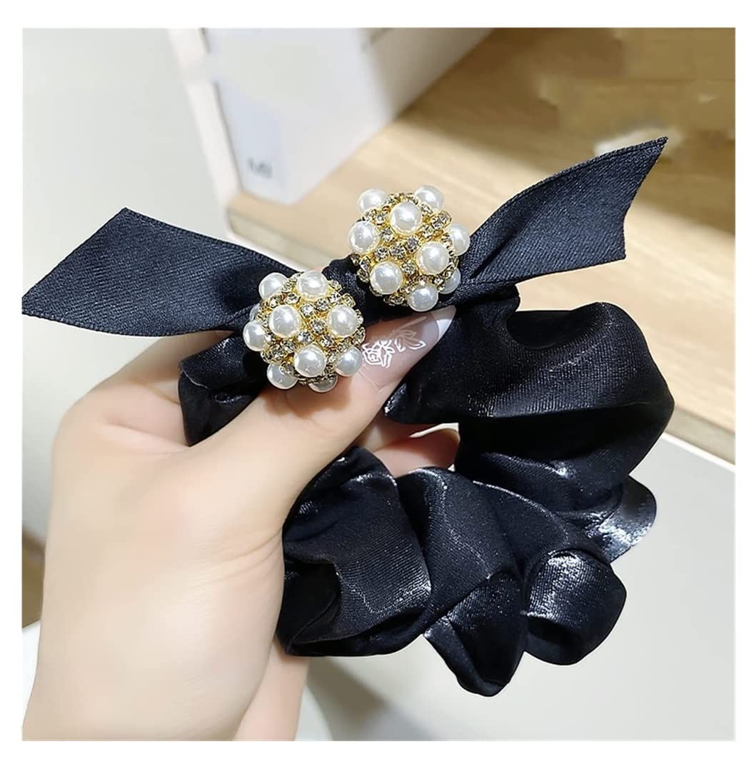 Feste Elastici Capelli 2pcs Fiocco Di Perle Anello Per Capelli Corda Per Pizzo Cavallo Accessori Per Testa Decorazione