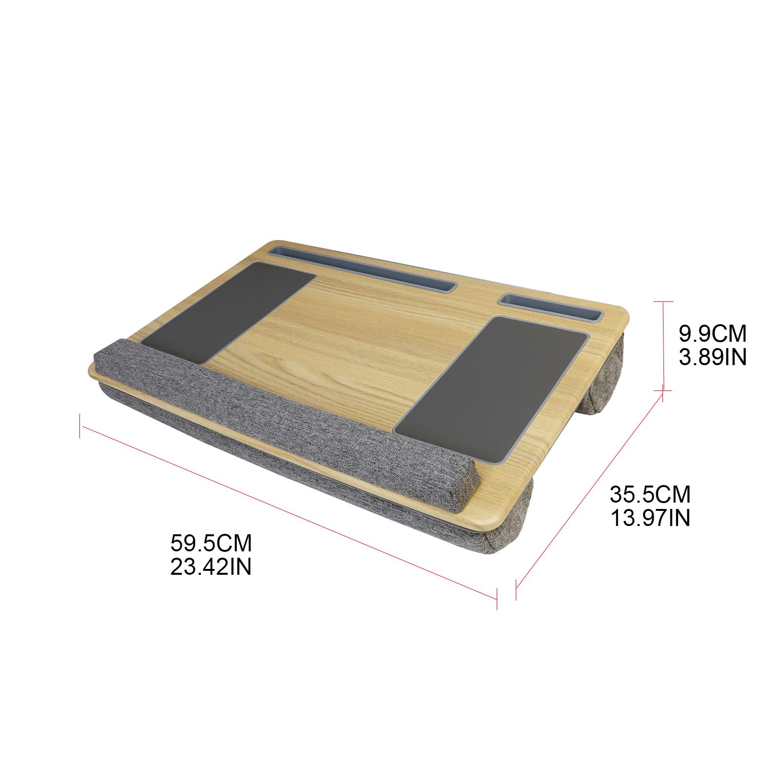 Scrivania per laptop da 17 pollici con supporto integrato e poggiapolsi per notebook, tablet, supporto per telefono, supporto per letto, divano, altezza regolabile da pavimento
