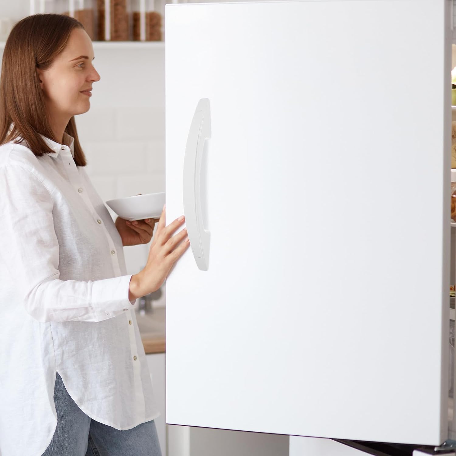 VILLCASE White ABS Freezer Door Handle Replacement with Non-Slip Surface