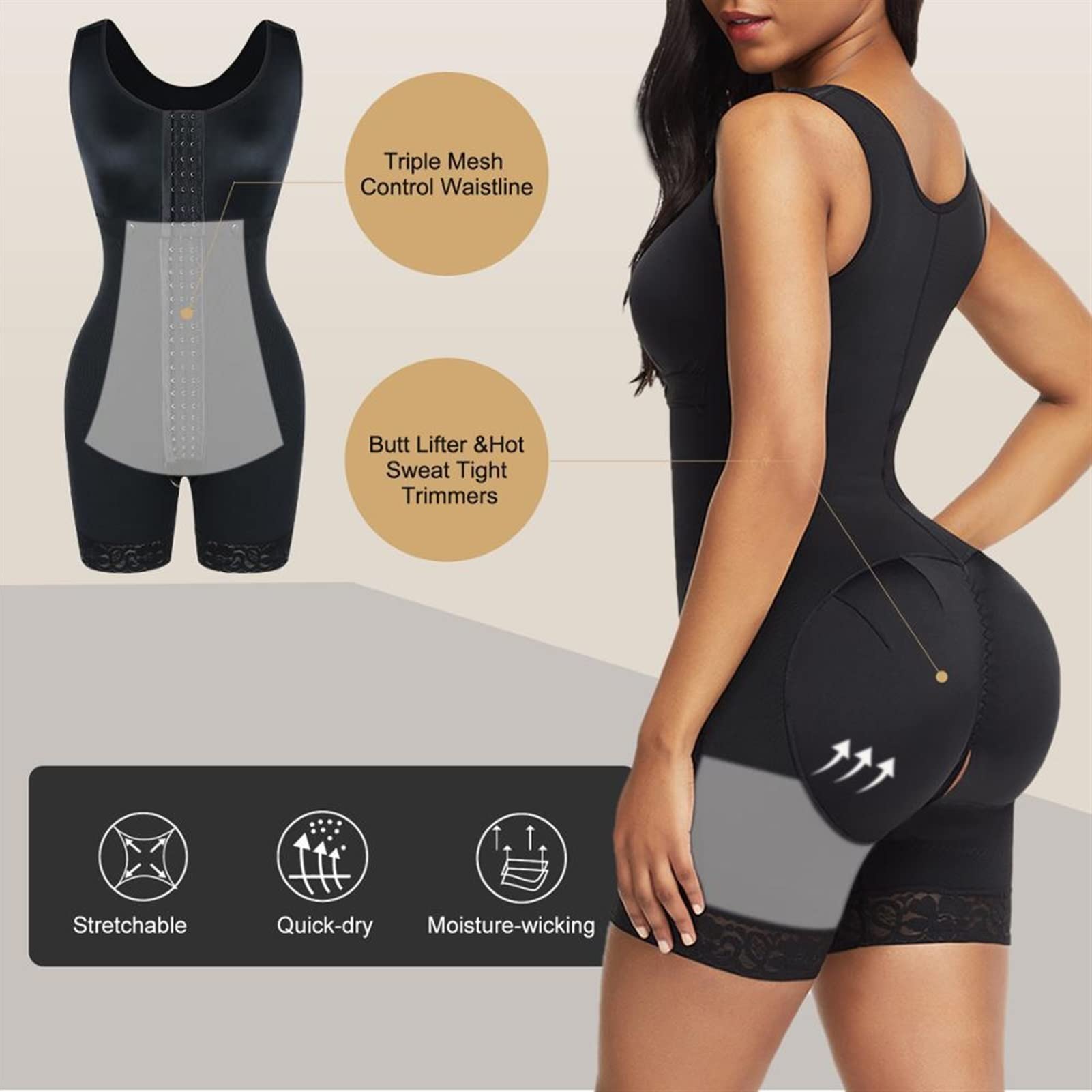 MMRTDJDR Body Shapewear Body dla kobiet Modelują brzuch