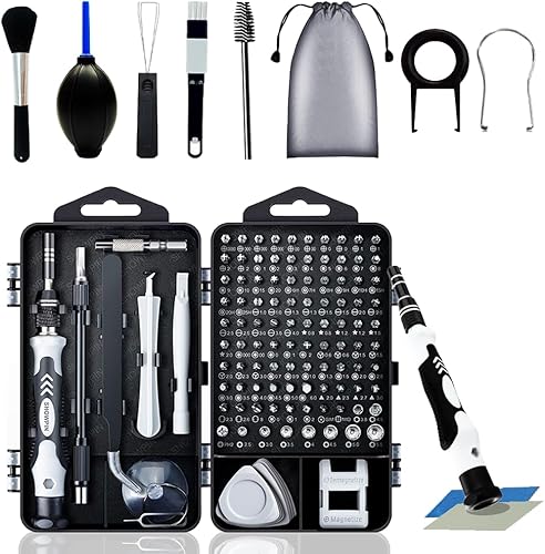 Miniatura 1 de Juego de destornilladores de precisión, 117 en 1, kit de herramientas de reparación de electrónica con 10 piezas de limpieza de computadora, brocas
