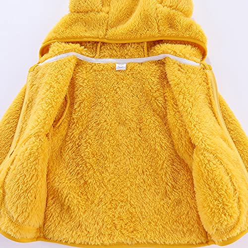 Kids Fleece Sweatshirt Jacket Long Sleeve Thick Warm Hooded Jacket Fall Winter Sweater Outfits (Yellow, 3-4 Years)3