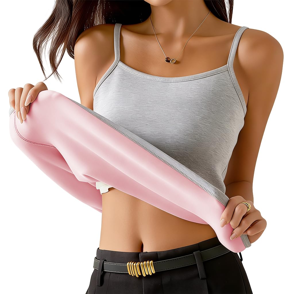 Womens Thermal Tank Top Thick Fleece Lined Shirts Winter Underwear Vest Outdoor Tops Camisole Fleece Shirts Warm Vest