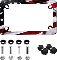 Vista 1 de Marco de matrícula de bandera americana para motocicleta - Acero inoxidable con rayas mate y bandera de EE.UU. brillante, cubiertas de marco