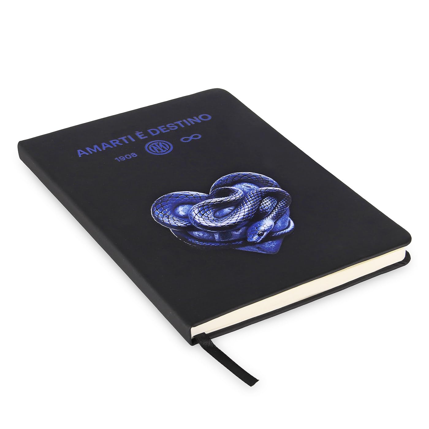 Inter Notebook IM Nero Amarti è Destino, Copertina in PU, Stampa Digitale Cuore Serigrafico, Fogli in Carta