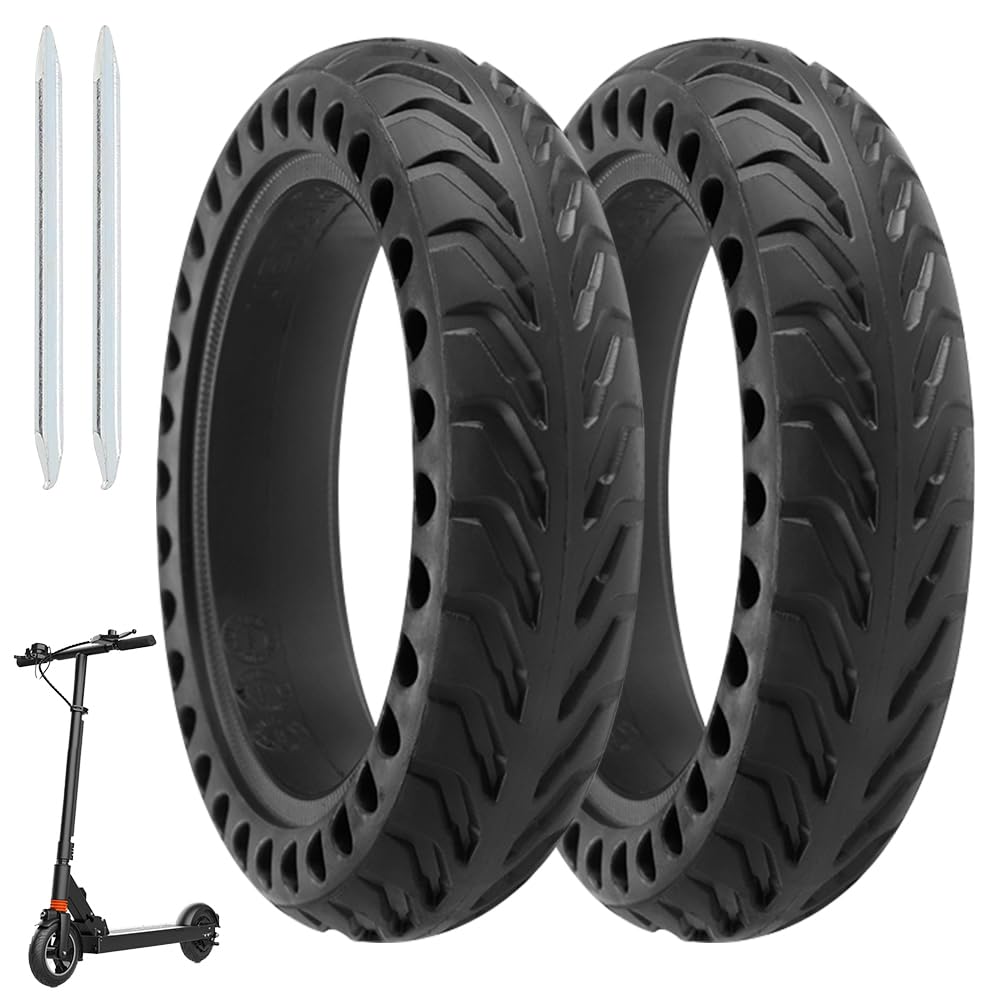 CLIUNT 8.5 Inch M365 Solid Tyre, 2 Pcs 50/75-6.1 Electric Honeycomb Scooter Tyre with 2x Aluminum Crowbar, Anti-Puncture & Anti-Abrasion Scooter Replacement Tyres for Xiaomi M365 Pro 2 1S Essential