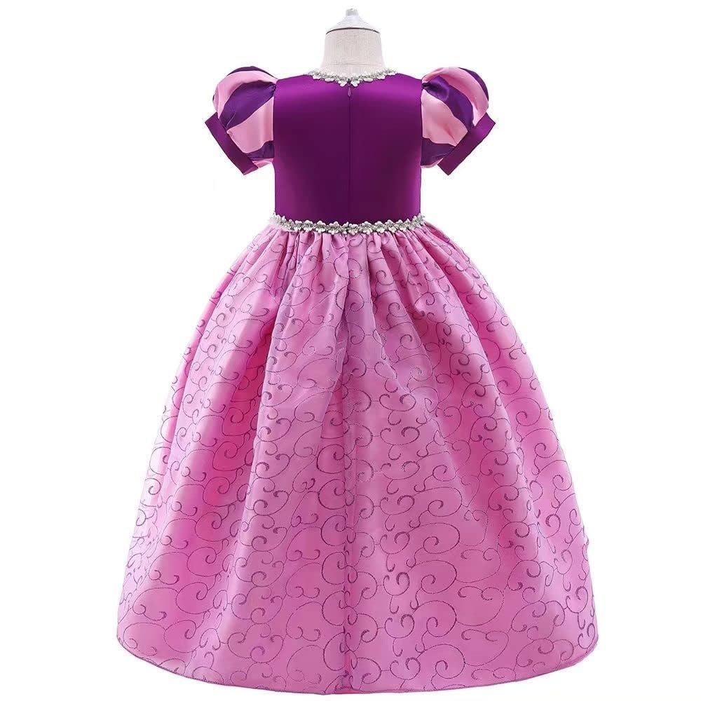 Belle & Moana Costume Rapunzel Bambina, Vestito Carnevale Rapunzel Bambina con Accessori Per Compleanno Partito Cosplay Natale Halloween
