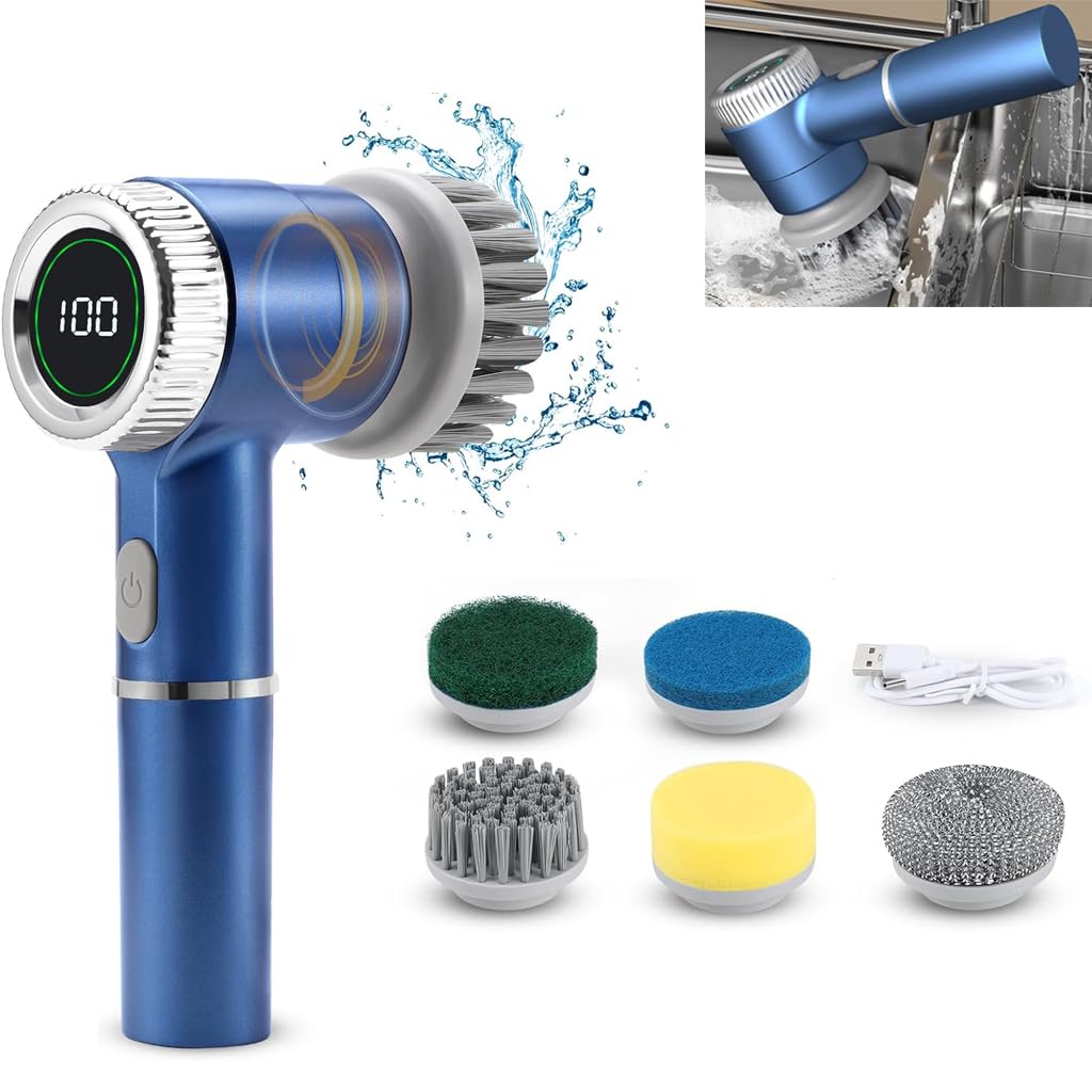 HASTHIP® Cordless Electric Spin Scrubber Cleaning Brush with 5 Replaceable Brush Heads, Electric Bathroom Cleaning Brush with Power Display, 3 Speeds & Max 2400RPM, Electric Cleaning Brush for Home (B0D9M3771X) Amazon Price History, Amazon Price Tracker