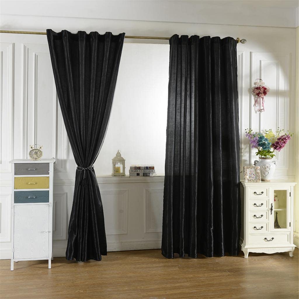 Enakshi® Rod Pocket Satin Window Curtains Blackout Shade Curtains 150x250cm Black|Home & Garden | Window Treatments & Hardware | Curtains Drapes & Valances-image-16
