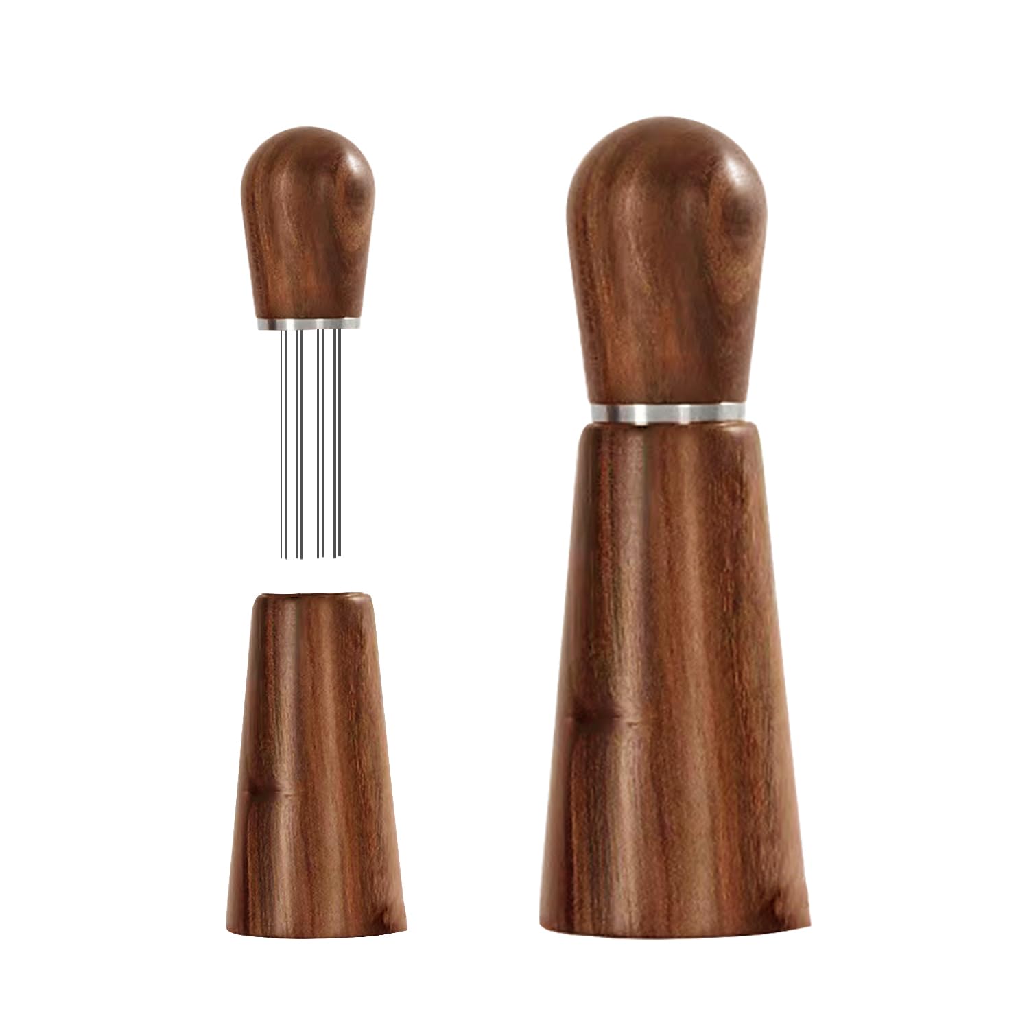 WDT Tool 8 Needles Espresso Stirrer with 0.5mm & 304 Stainless Steel Needles Professional Barista Distribution Tool with Nature Wood Handle and Stand Espresso Accessories(Walnut)