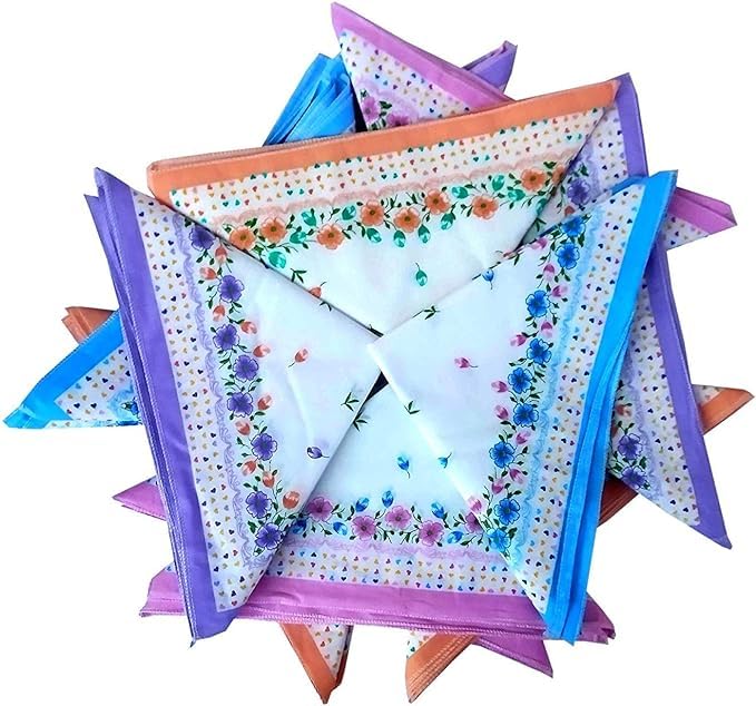 Handkerchiefs for Women,Women Cotton Handkerchiefs Vintage Floral Soft Cotton Women Hanky/Ladies Cotton Hanky