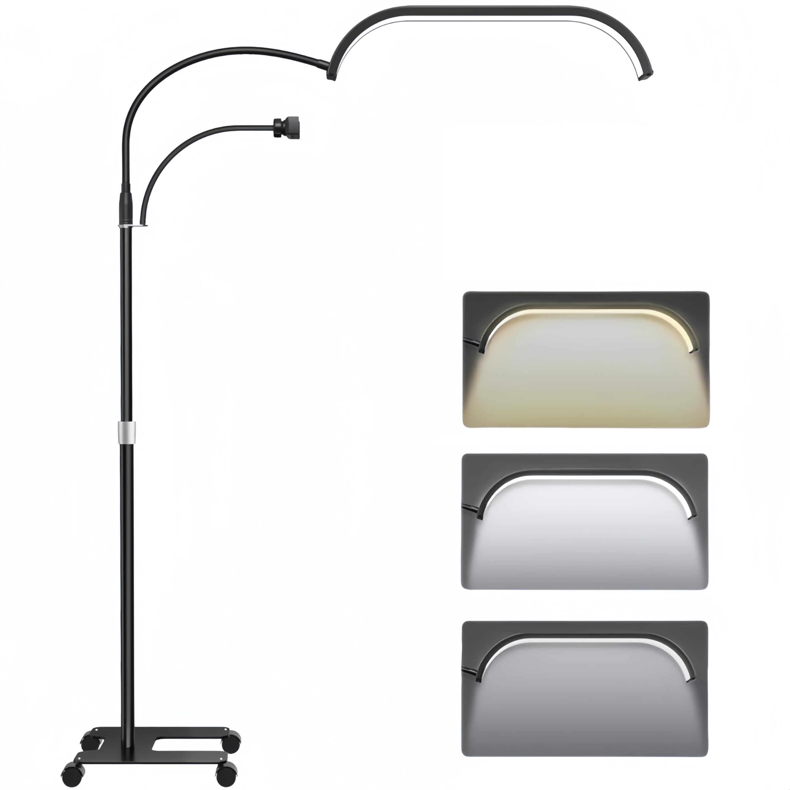 LED Stehleuchte, 45W Wimpern Lampe Kosmetik für Wimpern, 55-70zoll Lampe mit Telefonständer, Einstellbares Licht 3-6000K, Kosmetiklampe Mondlampe für Lesen Tätowieren