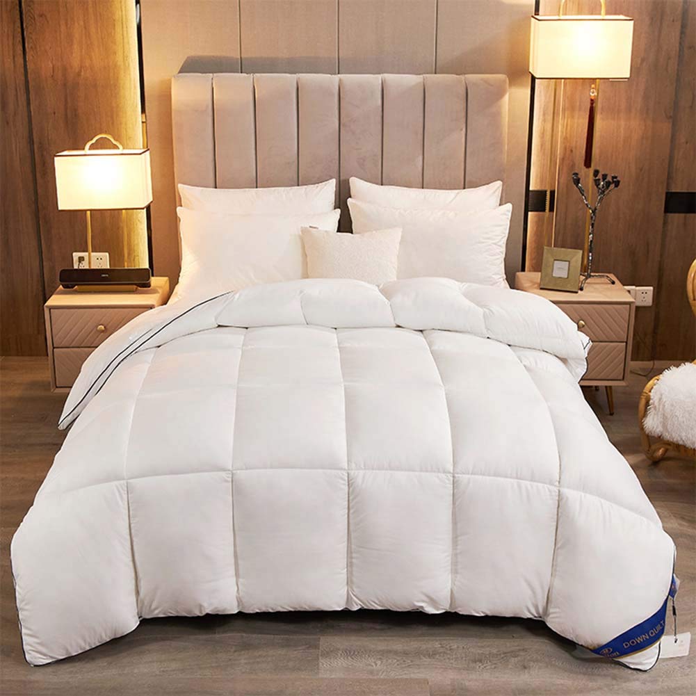 NZPOST Piumino in Cotone Invernale con Nucleo in Velluto e Piuma D'Oca, Lussuoso piumone di qualità alberghiera ipoallergenico con Rivestimento in Cotone antipiuma (Bianco 150x200 cm 3 kg)